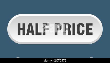 Taste zum halben Preis. Abgerundetes Zeichen isoliert auf weißem Hintergrund Stock Vektor