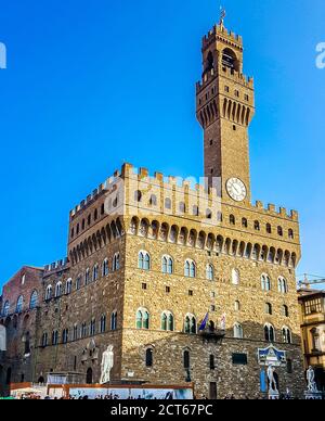 Der Palazzo Vecchio ('Alter Palast') ist das Rathaus von Florenz. Italien Stockfoto