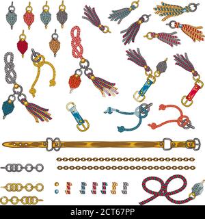 Luxuriöse elegante Muster mit Mode-Accessoires die Pracht der 80er Jahre in der Farbe von lebenden Korallen und türkis weiß Nahtloses Muster mit Trägern Stock Vektor