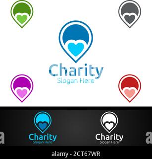 PIN helfende Hand Charity Foundation Kreatives Logo für freiwillige Kirche Oder Charity Spende Design Stock Vektor