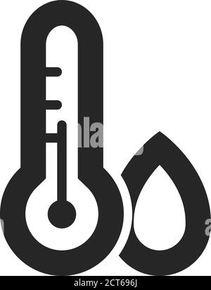 Thermometer-Symbol in dickem Umriss. Schwarz-Weiß-Vektorgrafik. Stock Vektor