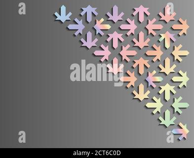 Diagonales geometrisches Eckdesign. Islamisches Hintergrundmuster, geometrisches Arabeske. Holographische Mosaik Hintergrund in grau und Regenbogenfarben Stock Vektor