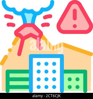 Vulkanische Eruption Symbol Vektor Umriss Symbol Illustration Stock Vektor