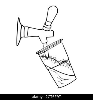 Bierzapfanlage mit Glassymbol auf weißem Hintergrund isoliert. Schwarze Silhouette von Bier Hahn und Griff und mit Glas mit Schaum.Stock Vektor Illustration Stock Vektor