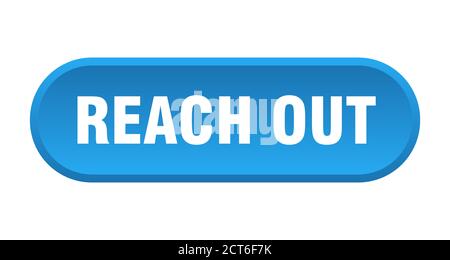 REACH out Taste. Abgerundetes Zeichen isoliert auf weißem Hintergrund Stock Vektor