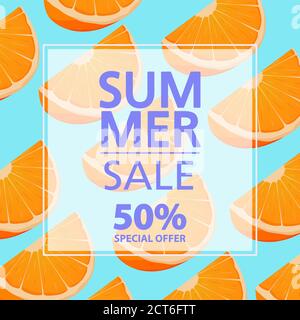 Banner für Sommerverkauf. Bietet einen Rabatt von 50. Website-Banner-Konzept. Stock Vektor