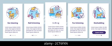 Typen von Grooming Services Onboarding Mobile App Page Screen mit Konzepten Stock Vektor