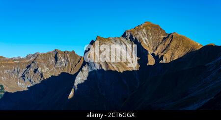 Laufbacher-Eck-Weg, Rädlerrat am Himmelhorn, 2111m, Schneck, 2268m und Himmeleck, 2145m, Allgäuer Alpen, Allgäuer, Bayern, Deutschland, Europa Stockfoto