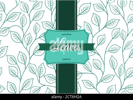 Nahtlose Blätter Muster. Florales Ornament mit Kletterzweigen und Blättern. Für Etiketten, Verpackungen oder Textilien. Stock Vektor