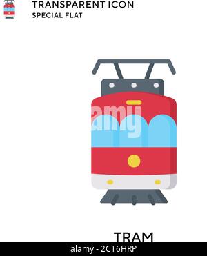Tram-Vektor-Symbol. Flache Illustration. Vektor EPS 10. Stock Vektor