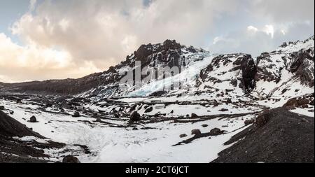 Gígjökul Auslassgletscher von Eyjafjallajökull Eiskappe in Island Stockfoto