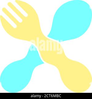 Baby Löffel Und Gabel Symbol. Flaches Farbdesign. Vektorgrafik. Stock Vektor
