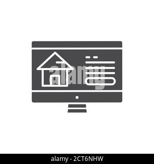 Immobilien-Website schwarze Glyphe-Symbol. Zentrale Lage der Webseiten. Immobilieninformationen. Piktogramm für Webseite, mobile App, Promo. UI-UX-GUI Stock Vektor
