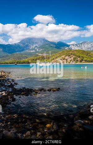 Bucht bei Phaselis bei Kemer, Provinz Antalya, Mittelmeerküste, Türkei, Osteuropa Stockfoto