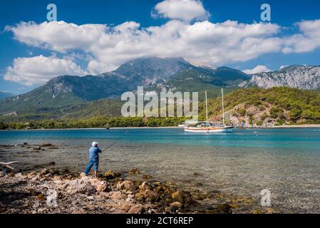 Bucht bei Phaselis bei Kemer, Provinz Antalya, Mittelmeerküste, Türkei, Osteuropa Stockfoto