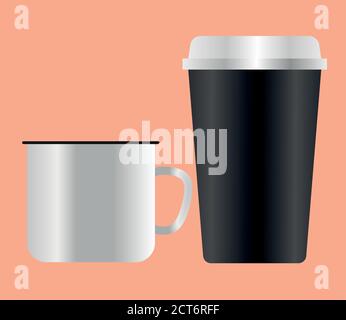 Mockup Kaffeebecher Design von Corporate Identity Vorlage und Branding Thema Vektor Illustration Stock Vektor