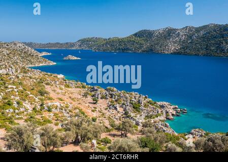 Kekova Bay, Provinz Antalya, Lykien, Anatolien, Mittelmeer, Türkei, Osteuropa Stockfoto