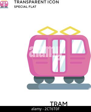 Tram-Vektor-Symbol. Flache Illustration. Vektor EPS 10. Stock Vektor