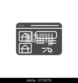 Suche Haus für Vermietung schwarzen Glyph Symbol. Immobilien-Website Piktogramm für Web-Seite, mobile App, promo. UI UX GUI Design Element. Stock Vektor