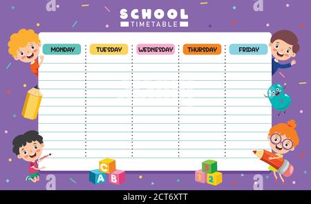 Tages- Und Wochenplaner Für Kinder Stock Vektor