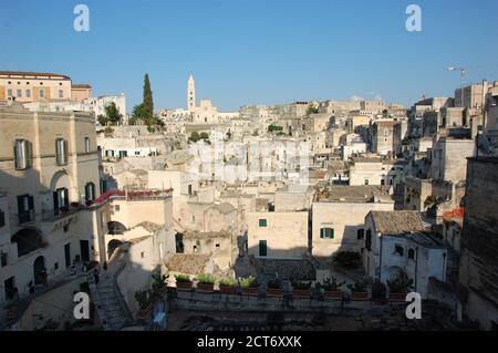 Stadtansicht von Sasso Barisano UNESCO-Stätte in Matera Stockfoto