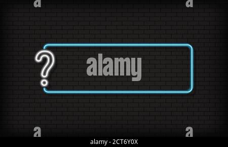 Fragezeichen mit Neonsymbol für Antwortfeld. Vektor auf isoliertem schwarzem Hintergrund. EPS 10. Stock Vektor