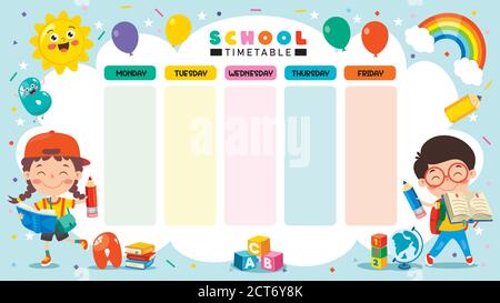 Tages- Und Wochenplaner Für Kinder Stock Vektor