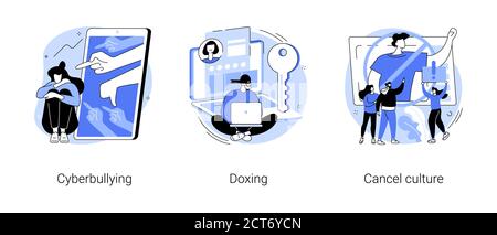 Internet Belästigung abstrakte Konzept Vektor Illustrationen. Stock Vektor