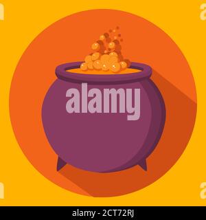 Halloween Hexenkessel Symbol. Blubbernder Trank. Stock Vektor