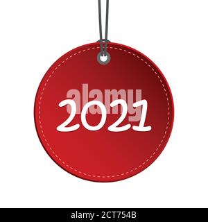 Roter runder hängender Aufkleber 2021 Vektorgrafik EPS10 Stock Vektor