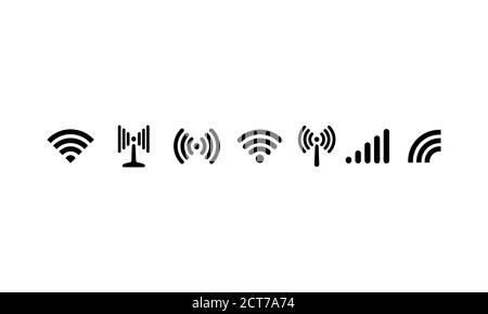 Symbol für Wi-Fi, drahtlose Verbindung, Antennensignalstärke. Vektor auf isoliertem weißem Hintergrund. EPS 10. Stock Vektor