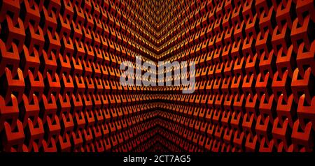 Abstrakte Perspektive einer Symmetrie 3D architektonische Linien in Kupfer Rote Farbe Stockfoto