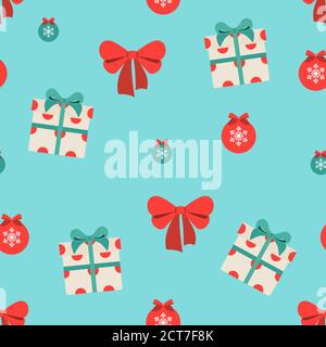 Weihnachts-Symbole Geschenkpapier in flachem Design Stock Vektor