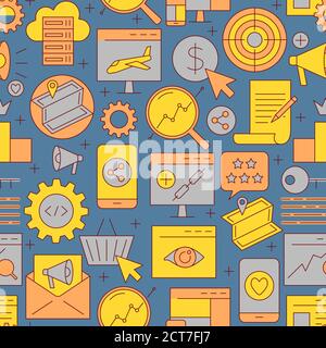 SEO nahtlose Hintergrund in farbigen Linien Stil Stock Vektor