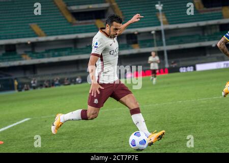 Verona, Italien. September 2020. Pedro (AS Roma) during Hellas Verona vs Roma, italian Serie A Soccer match in Verona, Italy, September 19 2020 Kredit: Unabhängige Fotoagentur/Alamy Live News Stockfoto