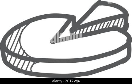 Kreisdiagramm-Symbol im Skizzenstil. Geschäftssymbol. Handgezeichnete Vektorgrafik. Stock Vektor