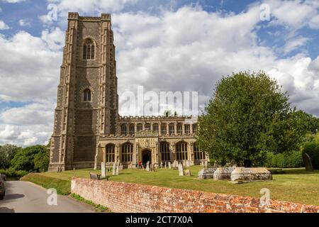 Die Pfarrkirche St. Peter und St. Paul in Lavenham, Suffolk, Großbritannien. Stockfoto