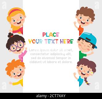 Lustige Kinder posieren mit EINEM leeren Rahmen Stock Vektor