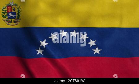 Winkende Flagge. Nationalflagge von Venezuela. 3d-Illustration Stockfoto