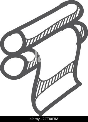 Druckrolle Symbol in Doodle Skizze Linien. Druckerei Service Publisher Desktop Publishing Stock Vektor