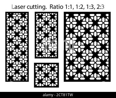 Laserschnitt Vektorplatte, Bildschirm, Zaun, Trennwand. CNC-Dekormuster, Innenelement. Islamische arabische Laserschneidvorlage Stock Vektor