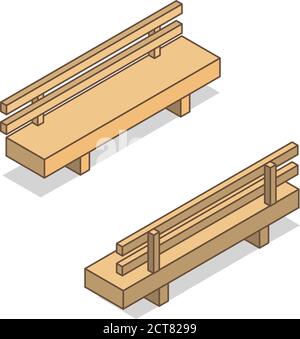 Isometrischer Tisch. Garten Straßenmöbel für Erholung im Freien. Stock Vektor