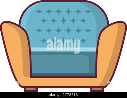 Polstermöbel ein Stuhl für Staat schlammig. Flache Linie Kunst Vektor.Soft Sessel Cartoon. Stock Vektor