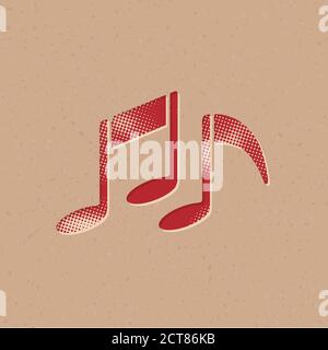 Symbol für Musiknoten im Halbtonstil. Grunge Hintergrund Vektor Illustration. Stock Vektor