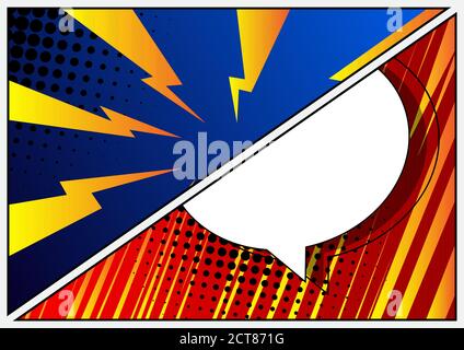 Bunte Comic-Seite Illustration mit halb Rede Blase. Cartoon-Design farbigen Hintergrund. Vektorcomics Hintergrund. Stock Vektor
