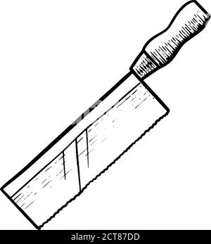 Rasiermesser im Holzschnitt-Zeichnungsstil. Vektorgrafik Holzbearbeitungswerkzeug. Stock Vektor