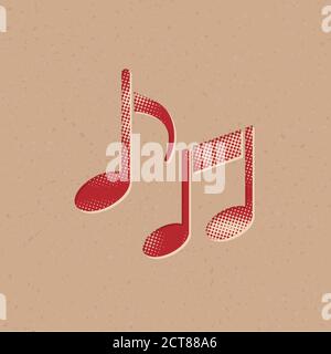 Symbol für Musiknoten im Halbtonstil. Grunge Hintergrund Vektor Illustration. Stock Vektor