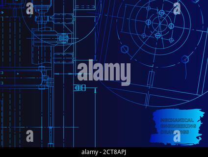 Vector Computer Aided Design-Systeme. Technische Illustration Blau Neon Stock Vektor