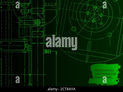 Vector Computer Aided Design-Systeme. Technische Illustration Grün Neon Stock Vektor