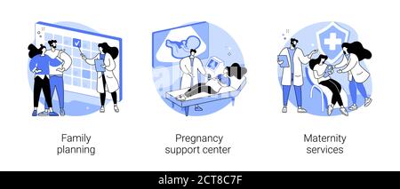 Schwangerschaft und Geburt unterstützen abstrakte Konzept Vektor Illustrationen. Stock Vektor